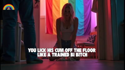 You Lick His Cum Off The Floor Like A Trained Bi Bitch