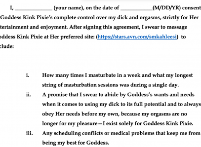 Goddess Kink Pixie's Encouraged Orgasm Contract