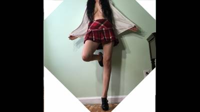 Open Shirt Schoolgirl With Long Black Hair