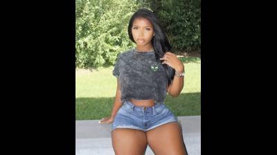 Juicy Booty With Blue Anal Butt Plug