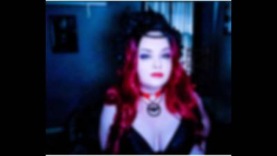 Red Hair, Black Bra, Creature Of The Night Choker, And Horns