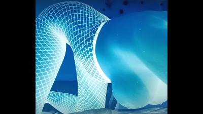 Erotic Fishnet Bent Over Exposing Breasts In A Black Light! It's One Of My Best Pictures!