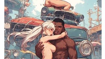 Anime Drawing Of Black Man And Blonde