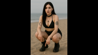 AI Generated Goth Femdom Cartoon Girl On The Beach 3
