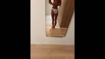 Sexy Tanned Girl In Lingerie, Mirror Selfie
