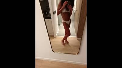 Sexy Tanned Girl In Lingerie, Mirror Selfie