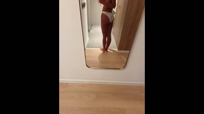 Sexy Tanned Girl In Lingerie, Mirror Selfie