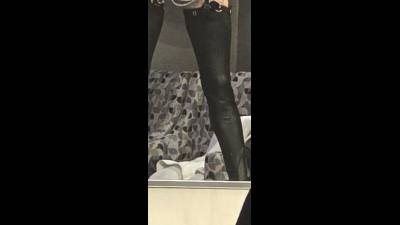 Leather Outfit With Chains. Sexy Skinny Bournette