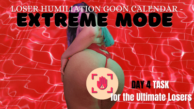 Loser Humiliation Goon Calendar Day 4 Extreme Mode Challenging Loser Task Centering Around Humiliation, Verbal Humiliation, Sexual Rejection, Pussy Denial, And Loser Porn Interactive Loser Training With Humiliatrix Countess Wednesday Png