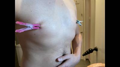 Clamping My Nipples, Balls And Dick