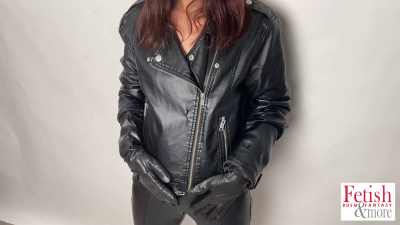 Fetish Fashion Showcase; Young Japanese Girl Shows Off Her Full Body Black Leather Outfit ASMR