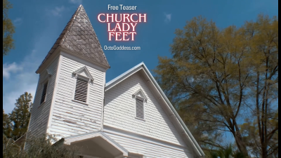 Church Lady Feet: Split Screen Subconscious Foot Pantyhose Shoe Dangle Tease Under Pew Blasphemy POV