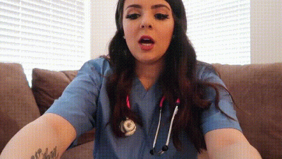 Sexy Nurse Makes Tiny Dick Loser Cum W/O Touching