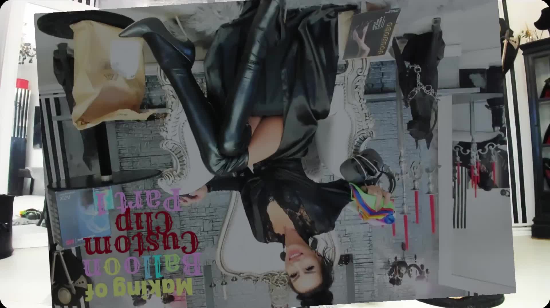 Goddess Thecountess Inflates Colorful Balloons In Sexy Bronze Pantyhose- Making Of Custom Looner Destruction Clip Part 1