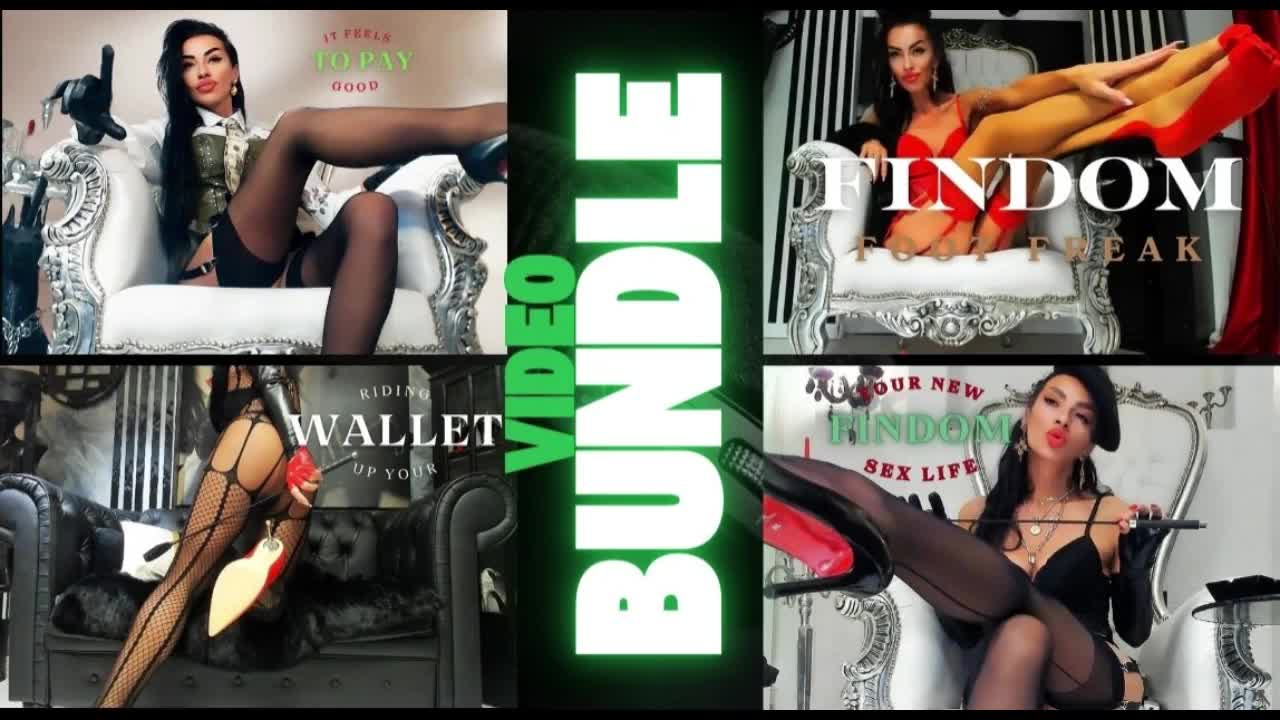 Thecountess' Financial Domination Drain Bundle: 4 Clips Of Ruthless Wallet Ruin & Paypig Training In Leather POV