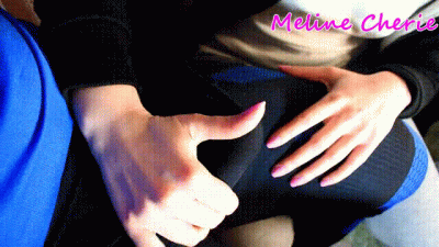 Clothed Handjob Over His Spandex Trousers