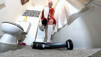 Sexy Nurse Stomps A Soda Stream Machine Floor Cam