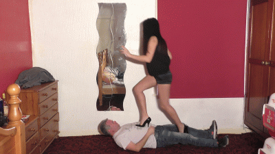 Short Shorts & High Heels Trampling