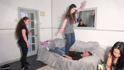 Jumping Stomping Couch Trampling Girls