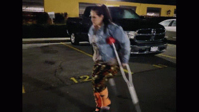Dannie Crutches Around With Double Short Leg Casts