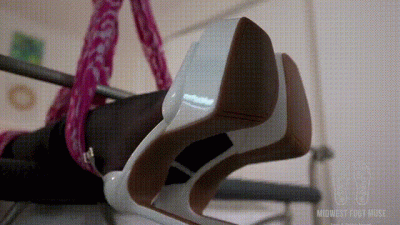 Tied And Tickled In White Heels And Black Nylons