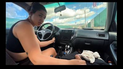 Stranger Helps Curvy Latina W Big Tits, With The Car If She Gives Him A Delicious Blowjob And Handjob