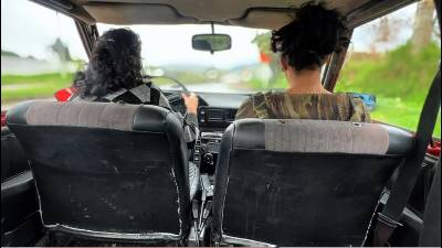 2 Young Sexy Latinas, One Old And Really Damaged Manual Car