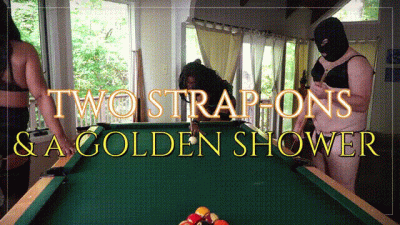 Two Ebony Doms Double Team Their Slave & Give Him A Golden Shower