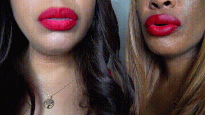 Two Sexy Ebony Femdoms Controlling Your Orgasms Wearing Red Lipstick