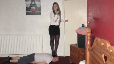 Sophie Putting On Her Lip Stick Whilst Standing On His Head In Heels