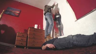 Stepping On His Body To Clean The Mirror Floor Cam