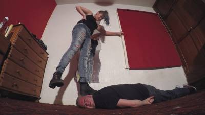 Head Trampled Under Sophie's Boot Heel Floor Cam