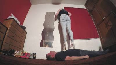 Sophie Trampling Her Slave With Her New Platform Shoes Floor Cam