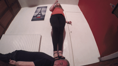 Smoking A Cigarette & Dancing On His Head With Her High Heel Sandals Floor Cam