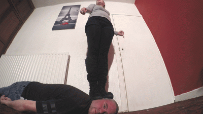 Standing On His Head In Her Boots Whilst Smoking A Cigarette Floor Cam