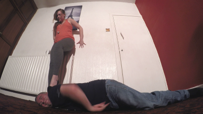Sophie Standing On His Head With Her Hard Suede Platform Shoes Floor Cam (4K)