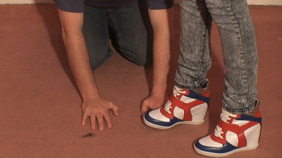 Hand Trampling In Wedge Sneakers