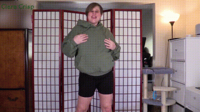 Chubby MILF Stripping Out Of Hoodie And Bike Shorts To Play With Pussy | Fingering Hairy Cunt To Orgasm | Clara Crisp