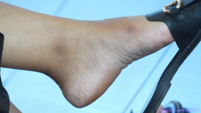 Candid Slippers Dangling, Beauty Feet Admiration And Immersive Feet Fetish Close-Up