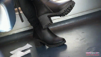 Candid Boot Crushing Paper, Ignored Object Under Boots