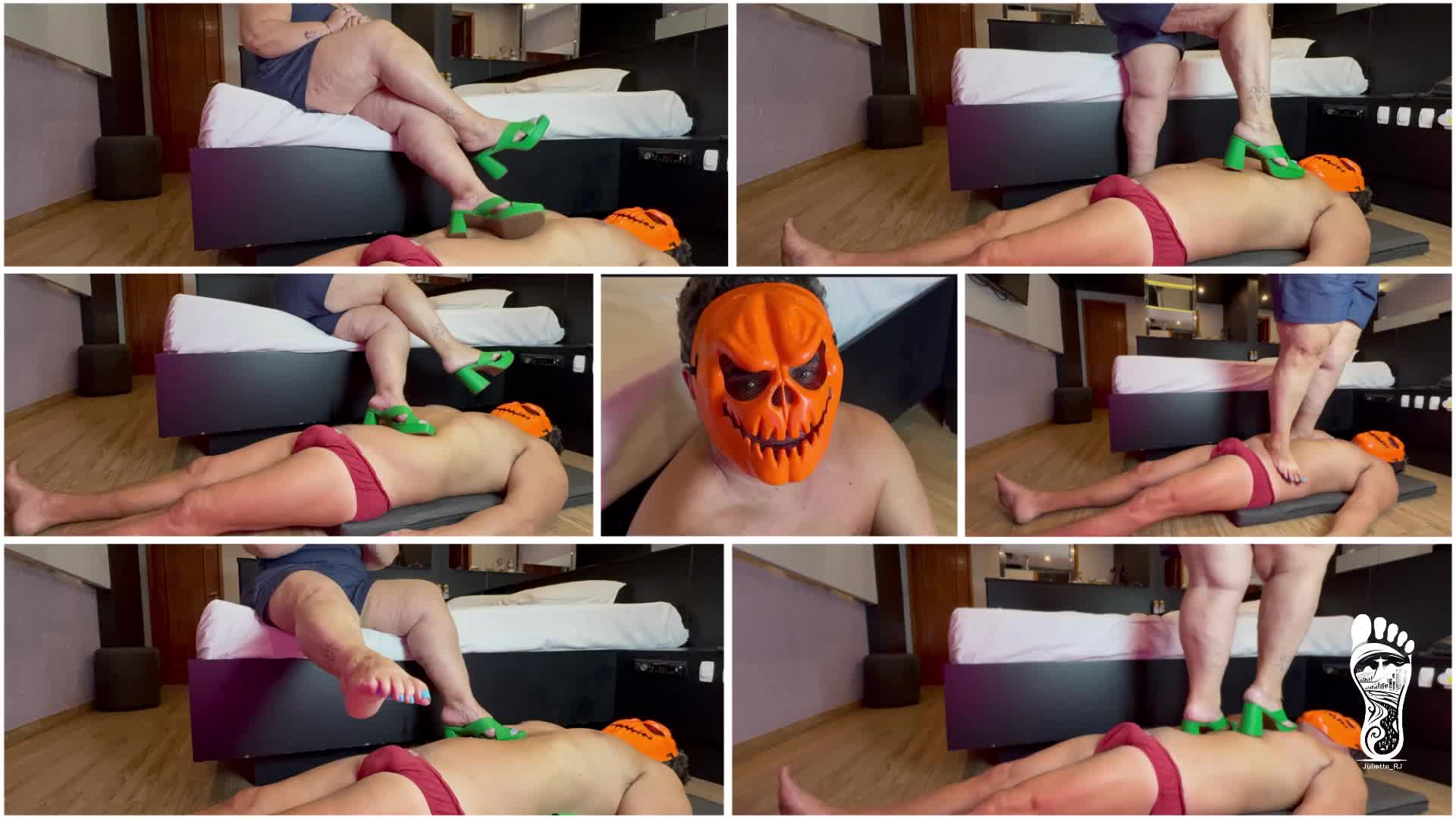 Juliette_Rj's Trampling A New Halloween Invader Pumpkin Head- Hard Trampling- Sadistic- Trampling- Foot Fetish- Body Jumping- Stomping- Feet Spanking- Brazilian Goddess- Femdom- Halloween