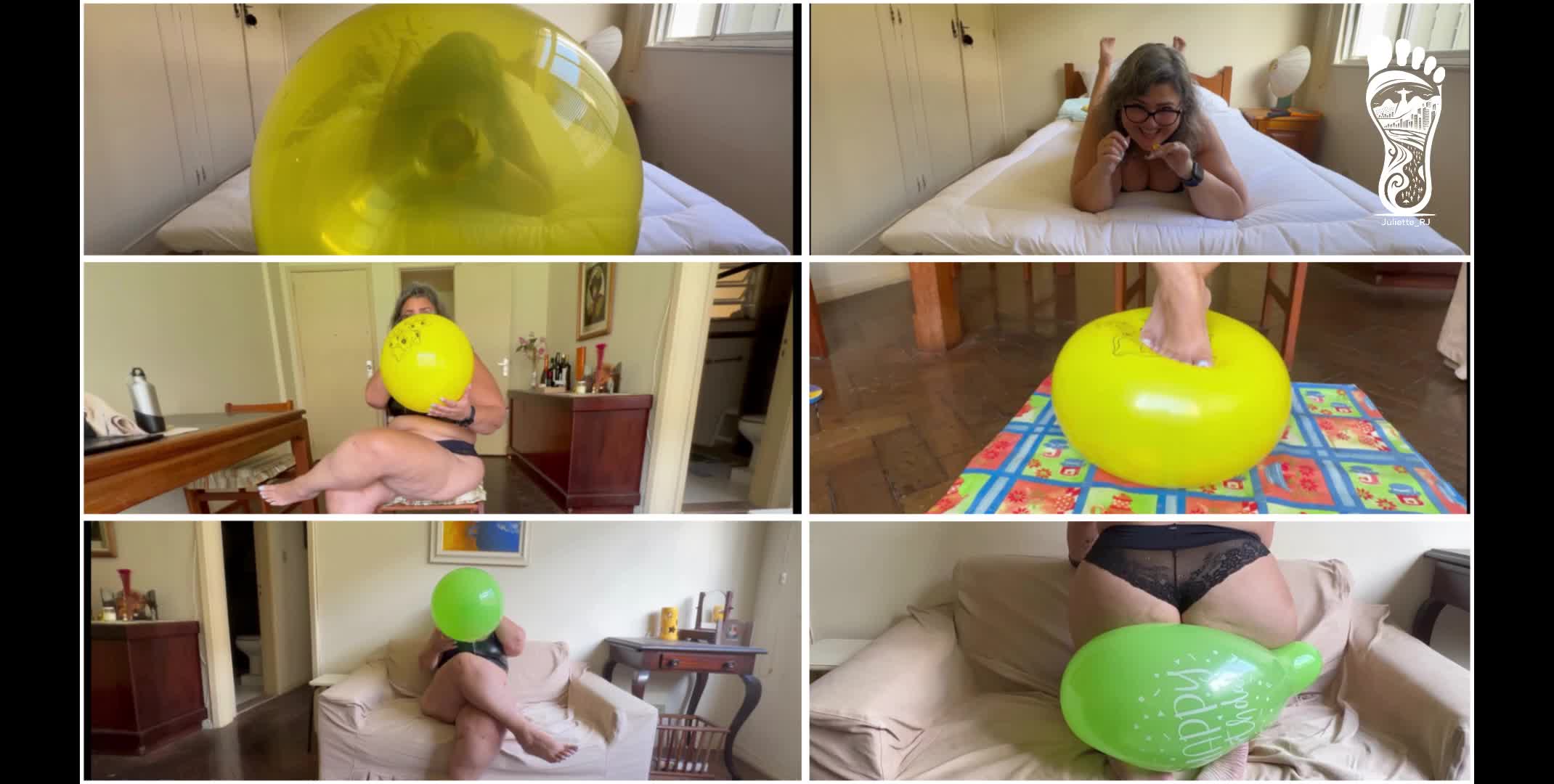 Juliette-Rj Blowing & Popping Balloons Part3! Looners- Balloons B2P- BBW Body- Black Unerwear - BBW MILF- Brazilian Goddess- Popping Balloons