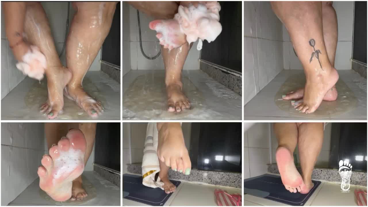 Juliette-Rj Seducing You During Her Shower- For Mobile Devices Users- Shower- Feet Fetish- Soles- Wrinkled Soles- Wet Fetish- Brazilian Goddess- Wet Feet- Shower Bubbles