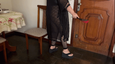 Juliette_Rj Sexy Slave JOI Fishnet Stocking, Wedge Flip Flops, Transparent Gown And Slave Whip JOI Long Toenails JOI Moves Highly Arched Feet Wedge Flip Flops
