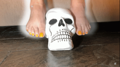 Juliette Rj On A Feet Teasing With Oil On Halloween JOI Skull Oily Feet Long Toenails Cum Orders Fast Orgasm
