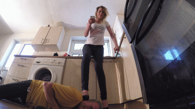 Trampled By Chelsea In Her Black Patent Platform High Heels Floor Cam