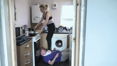 Cooking A Meal Whilst Stepping On Him In Converse Sneakers