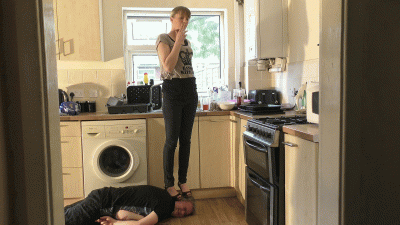 Trampled By Chelsea In Her Black Patent Platform Mary Jane High Heels