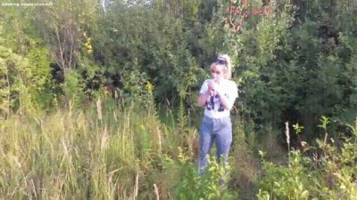 Dasha Smokes In A Dark Forest (Nose And Mouth At The Same Time 3 Cigarettes)