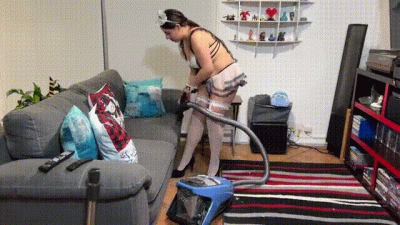 Maid Service With New Miele And Open G-String Maid Costume Showing Pussy